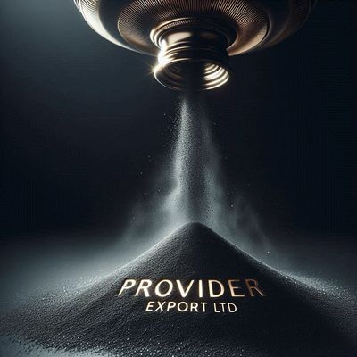 Black and white image of a container pouring powder with "PROVIDER EXPORT LTD" text.