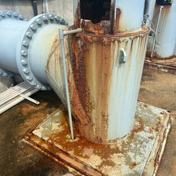 Rusty and corroded pipe structure.
