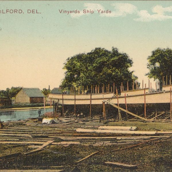 Vintage image of Vinyards Ship Yards in Milford, Delaware.