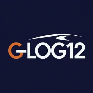 Logo for G-LOG12 with stylized text and a swoosh design.