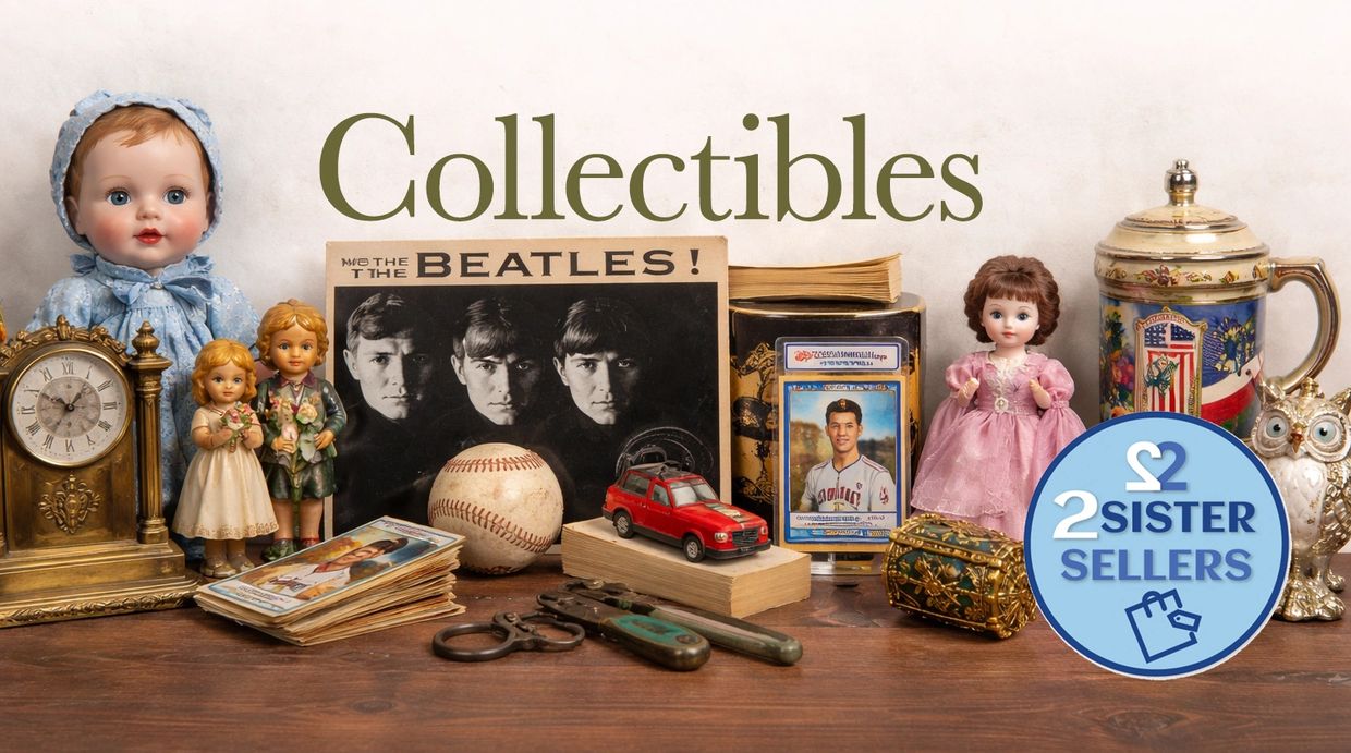 Collectibles, vintage, dolls, clocks, records, statues, books, vases, tools, drinkware, barware