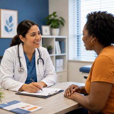 Doctor consulting with a patient in a clinic.
