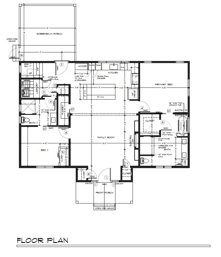 Detailed floor plan of a single-story house with labeled rooms.