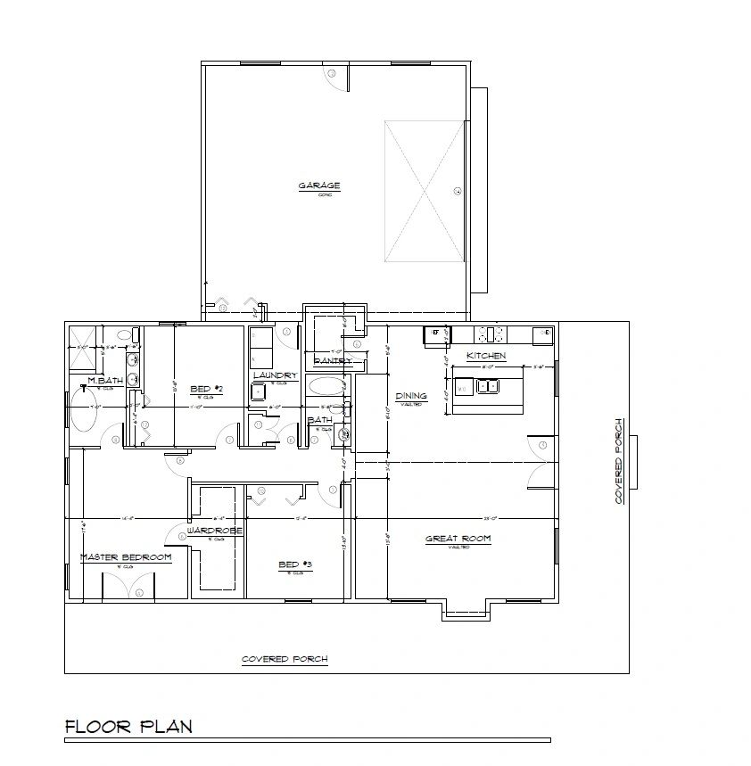 Architectural floor plan showing rooms and garage layout.
