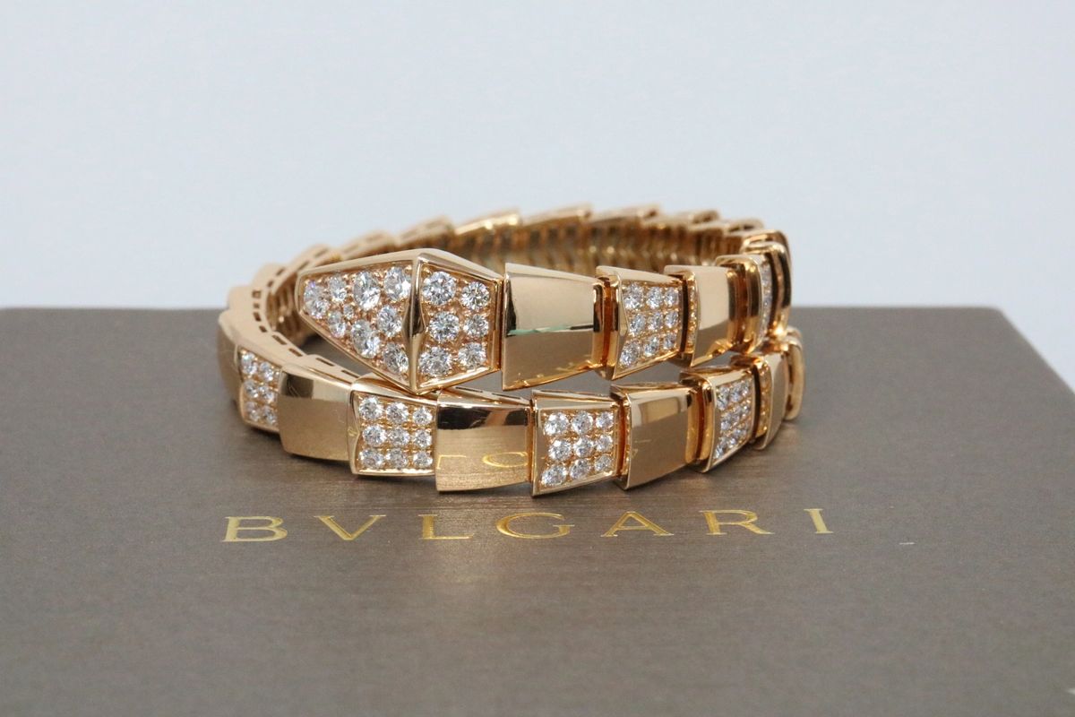 Bvlgari Serpenti Viper  Diamond Bracelet Medium Rose Gold 345211