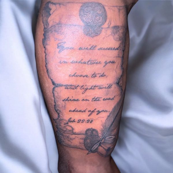 Scroll bible verse tattoo idea