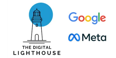 The Digital Lighthouse Logo with Google and Meta Logos
