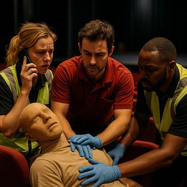 First aid training drill for event safety and response