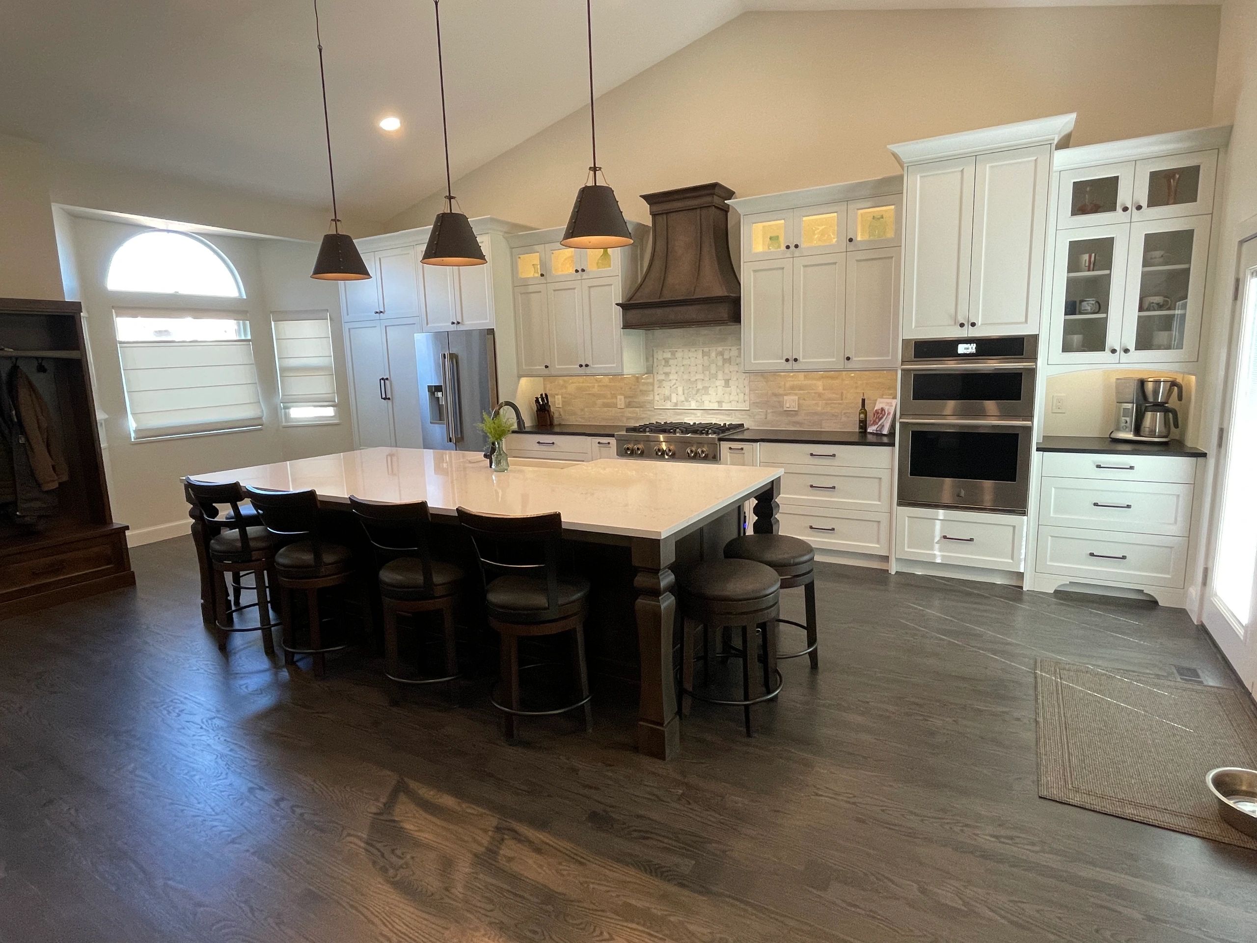 Shaker kitchen with dark island in Highlands Ranch
