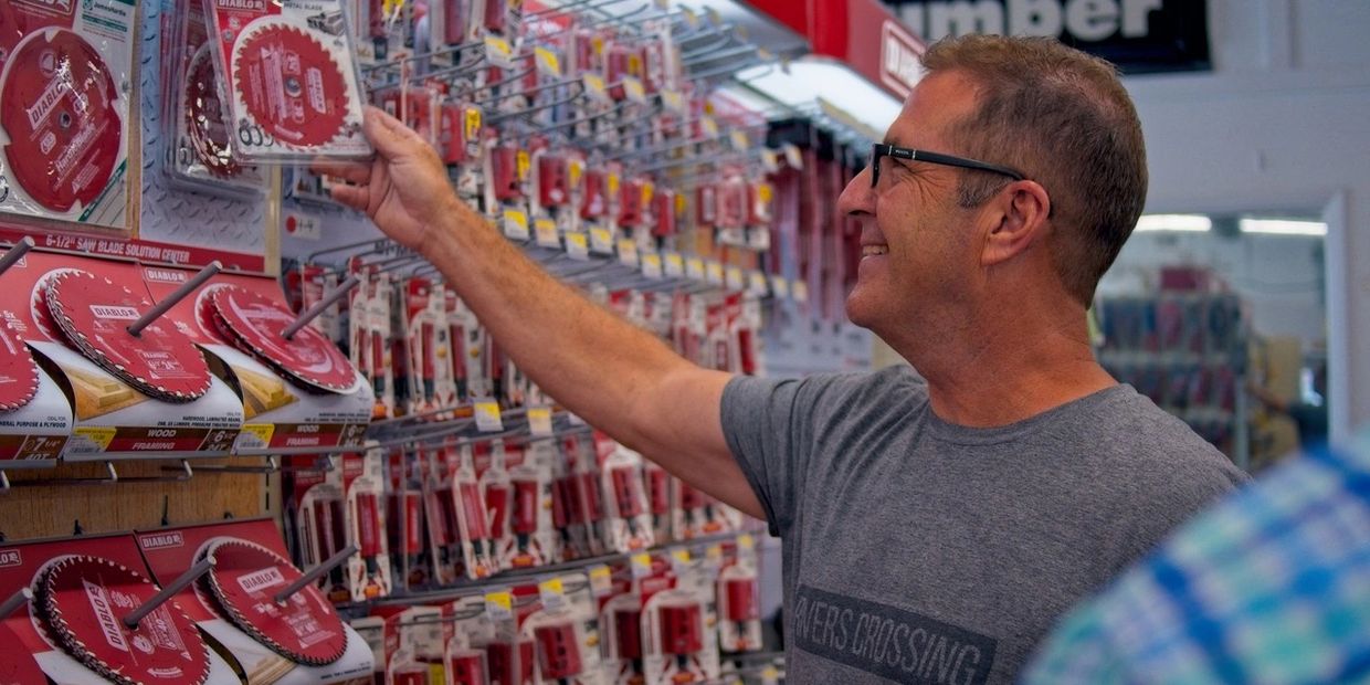 Man shopping for hardware supplies