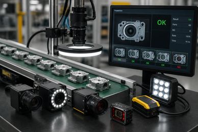 Automated quality inspection of mechanical parts on assembly line.