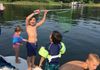 Catching fish off the boat in our favorite bay in Lake Minnetonka.