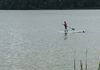 Super Lou paddle boarding at Camptastic.  His glucose went low while in the middle of the lake on this thing.  That was fun!