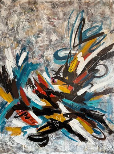 COMMISSIONED: Abstract on canvas w/ frame is 30” x 40"