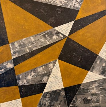 COMMISSIONED: Geo abstract on canvas is 36” x 36”