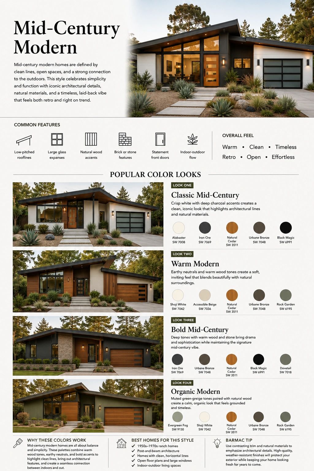 Mid-century modern home with natural materials and clean lines.