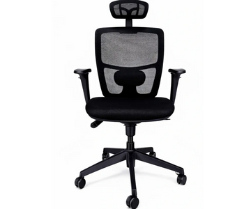 Silla gerencial con respaldo de malla, apoyacabezas con brazos