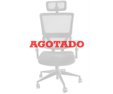 Silla gerencial con respaldo de malla, reposacabezas, brazos fijos
