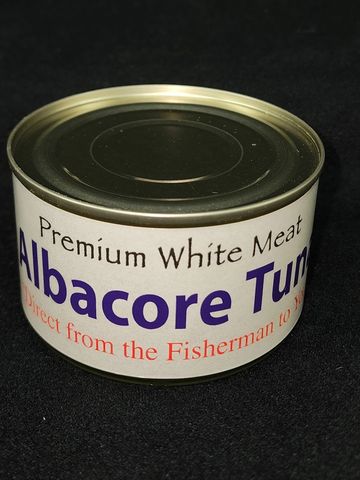 OUR BEST SELLING AND PERSONAL FAVORITE:
PACIFIC ALBACORE TUNA LOIN STEAK IN A CAN, 1/4 TSP SALT. 