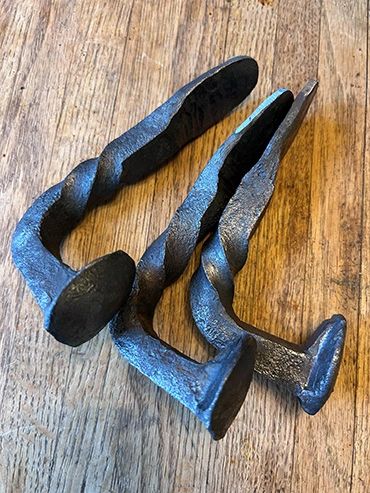 Hand-Forged Railroad Spike Hook Set