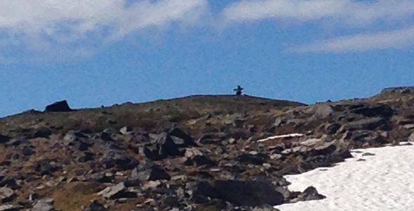 Inukshuk near the summit of Crow Pass.