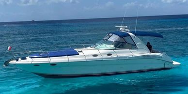 Cozumel Anglers Forty-foot Sea Ray Sundancer yacht in Cozumel.