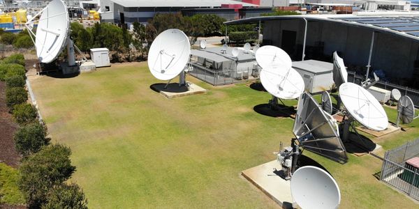 Satellite dishes.