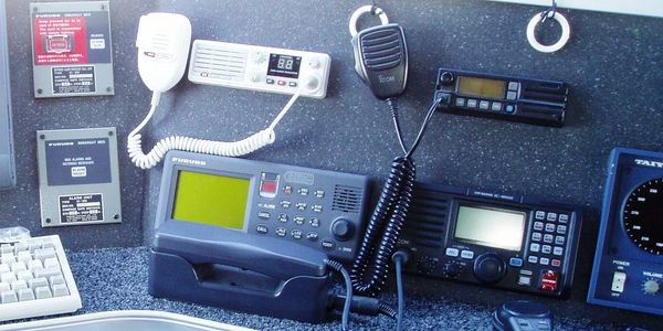 Radio communication equipment on a control panel.