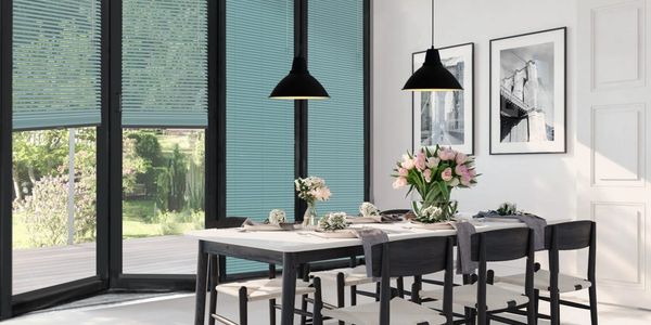 pleated blinds in a dining room