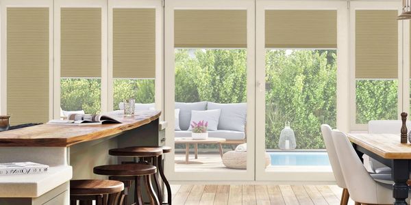 pleated blinds in a kitchen