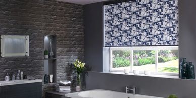 Roller blinds in a bathroom