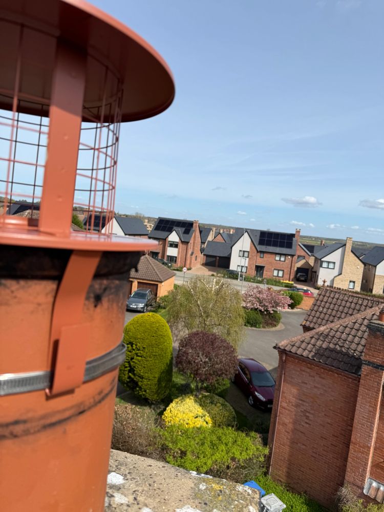 View from the roof top after installing a flue liner 