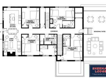 Floor plan - Kalispell hotels. Near Flathead Lake, Whitefish, Glacier Park. Fishing, Biking, Boating