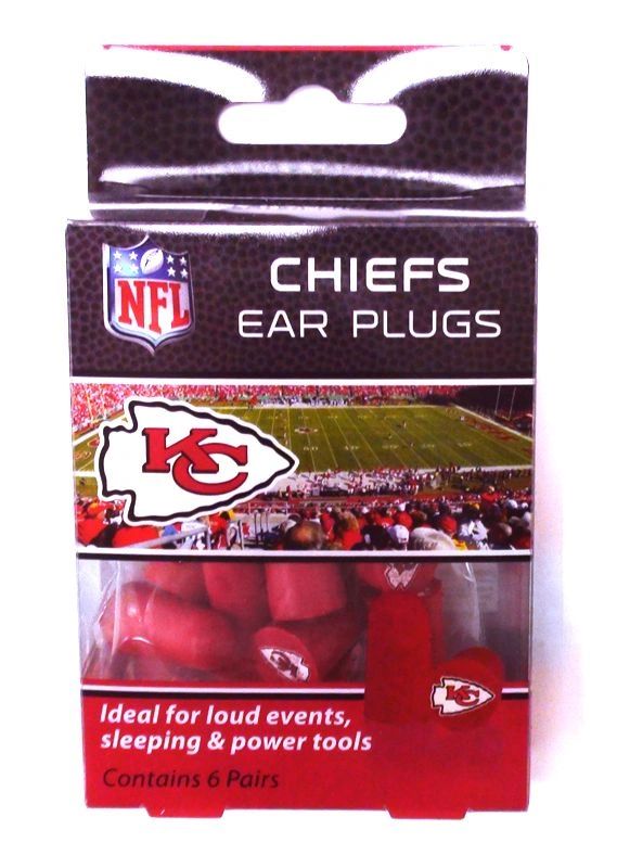 Kansas City Chiefs Foam Ear Plugs with NFL Team Colors and Imprints (NRR 32) (18 Pairs)