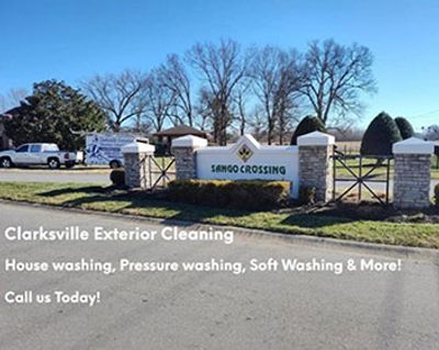 Sango Crossing entry structures cleaned & rehabilitated-Clarksville Exterior Cleaning.