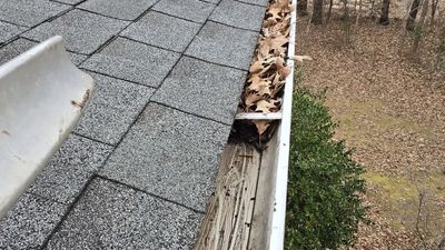 Clogged gutters during professional gutter cleaning in Clarksville, TN