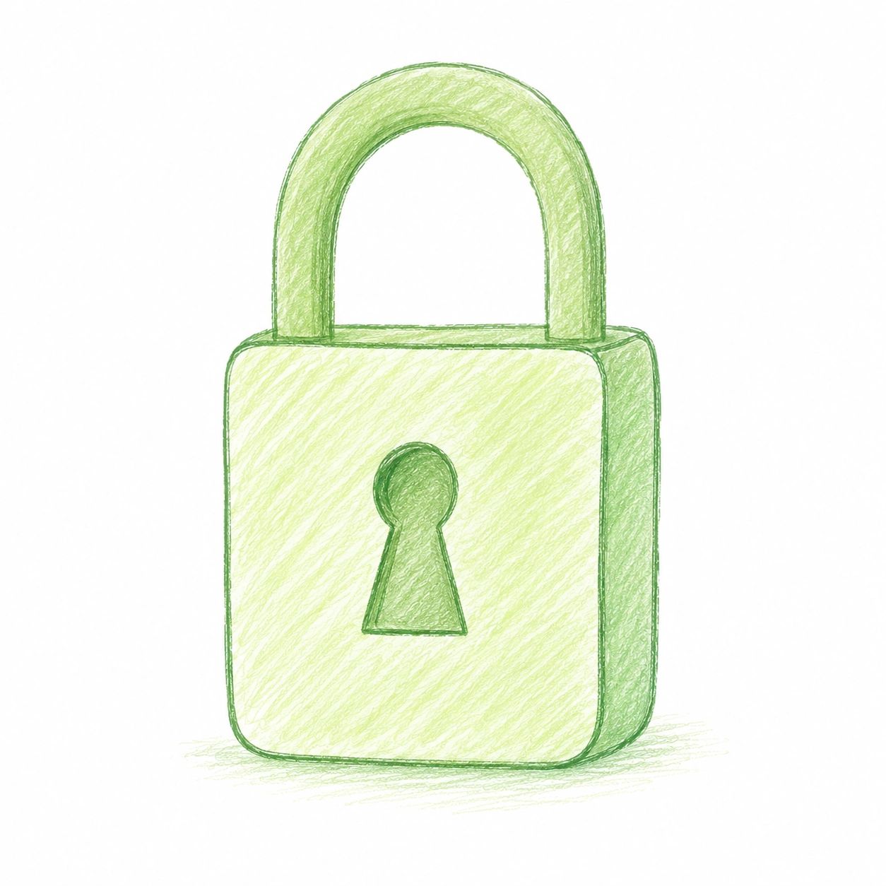 Green sketch of a padlock with a keyhole.
