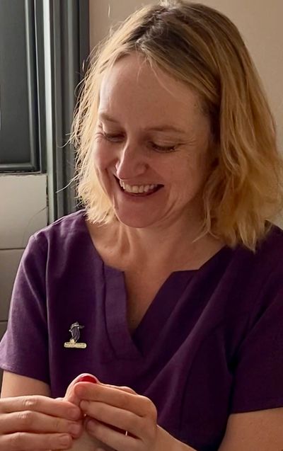 Lisa Knight practising reflexology