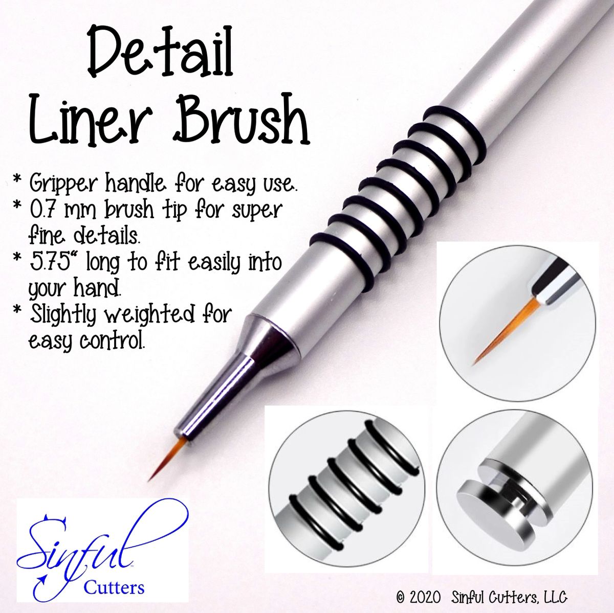 Detail Liner Brush Paint Brush with Gripper Handle