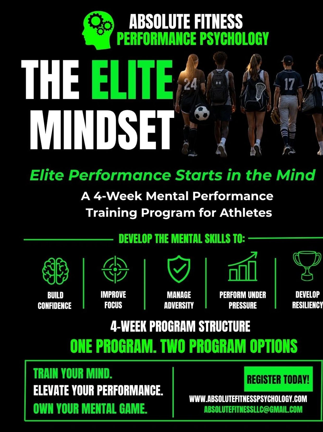 Mental performance training program for athletes to build confidence and improve focus.