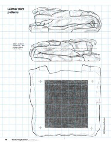 Illustrated leather shirt patterns on grid paper for crafting.