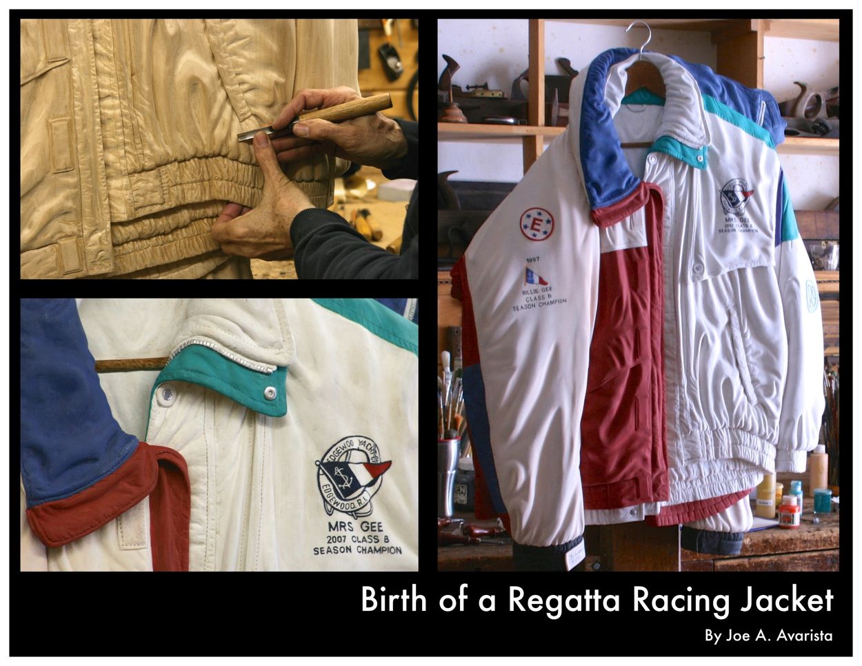 Crafting and showcasing a regatta racing jacket with detailed embroidery.