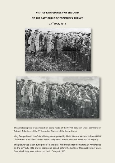 King George V inspects 9th/49th Battalion at Pozières, 1916.