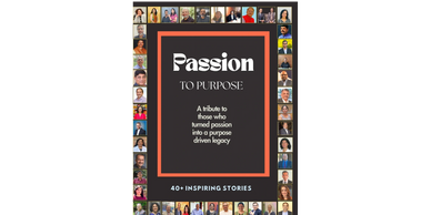 Cover of 'Passion to Purpose' featuring portraits around the title and subtitle.