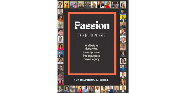 Cover of 'Passion to Purpose' featuring portraits around the title and subtitle.