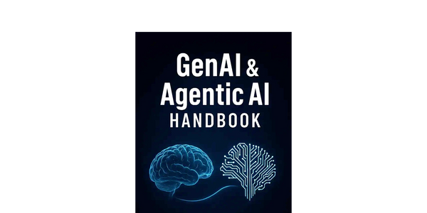 Book cover of 'GenAI & Agentic AI Handbook' by Mahesh Athalye with brain and circuitry graphics.