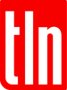 White lowercase "tln" letters on a red background.