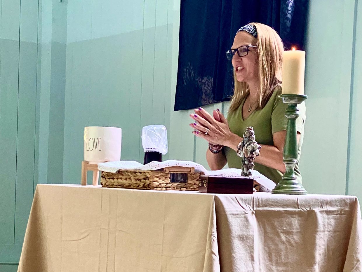 Vicky Lovell and Victoria Lovell preaching a sermon on love for Living RED worship