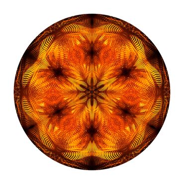 Light and dark oranges create a glowing starburst abstract spherical photo