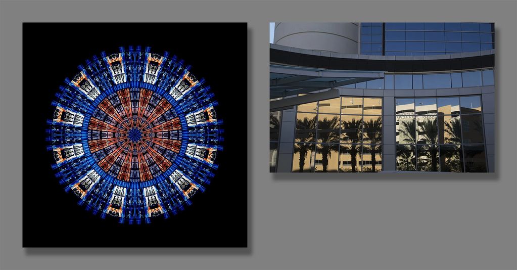 Manipulation and source image of the exterior of the Orlando Regional Medical Centre